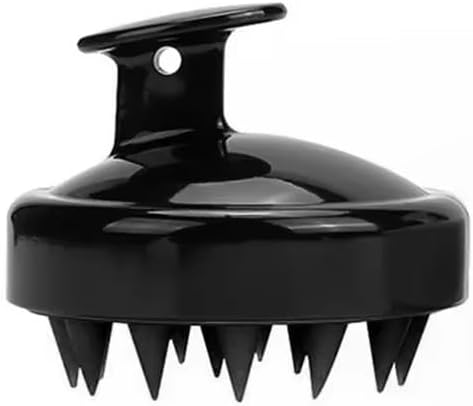 Shampoo Brush Silicone Bristles Shower Scrub Brush for Scalp Exfoliation Premium Silicone Hair Scrubber for Curly/Wavy Hair Scalp Exfoliator Brush with Easy-Grip Handle Hair Essentials (Black)