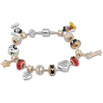 The Bradford Exchange A Disney Style Celebration: Mickey Mouse Charm Bracelet Gold Plated