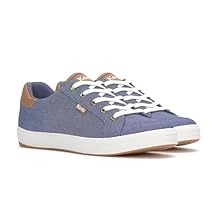 Keds Center III Lace Up Fashion Sneaker, Blue Chambray/Tan, W 5.5