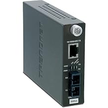 TRENDnet Intelligent 10/100Base-TX to 100Base-FX Single Mode SC Fiber Media Converter (60Km /37.3 Miles), Auto-Negotiation, RJ-45 Port, Fiber to Ethernet Converter,Lifetime Protection, TFC-110S60i