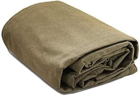 WHITEDUCK Canvas Tarp 18 oz. Heavy Duty Water Repellent UV Resistant, Rustproof Grommets, Industrial & Commercial Use Cloth Tarps (Cut Size: 6x8, Finished Size: 5'6"x7'6", Olive Drab)