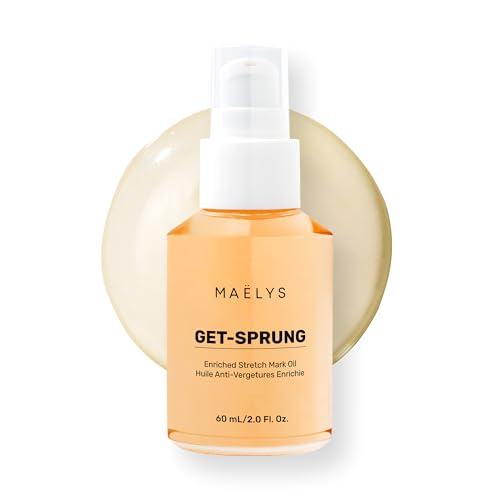 MAELYS GET-SPRUNG Stretch Mark Body Oil - Skincare Formulated with Bisabolol & Sweet White Lupine - Helps Improve the Look of Stretch Marks & Skin Tone - Pregnancy & Postpartum Body Oil 2 Fl Oz