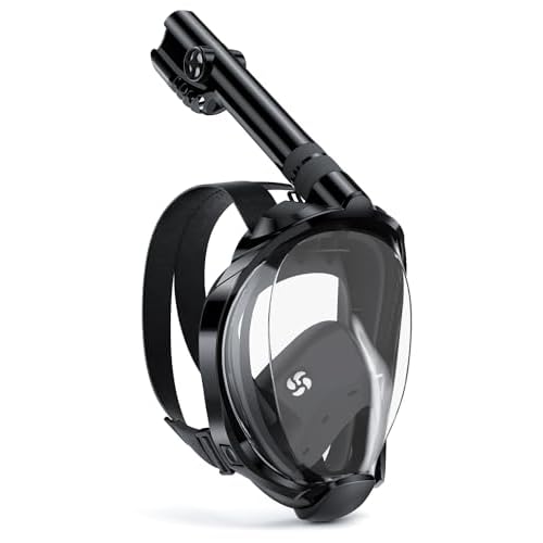 WSTOO Full Face Snorkel Mask, Dry Top Snorkeling Gear for Adults, 180 Panoramic Foldable Design with Camera Mount, Safe MouthNose Breathing, Anti-Fog & Anti-Leak