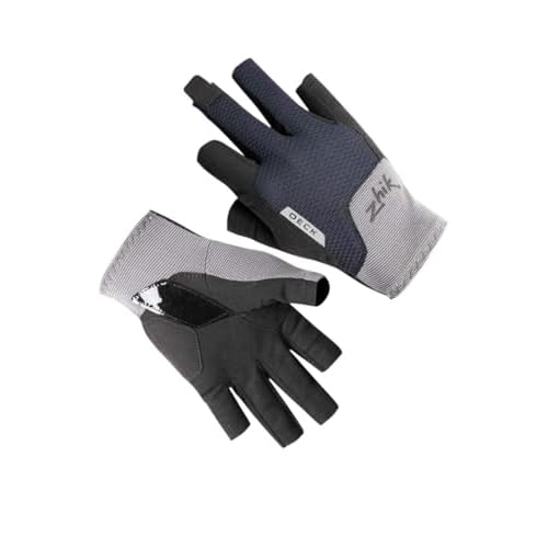 Zhik Half Finger Deck Sailing Gloves - Grey - Thermal Warm Heat Layer Layers Easy Stretch
