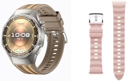HUAWEI WATCH GT 6 Pro 46mm Smart Watch 1.47" Large Screen Brown + Huawei WATCH GT6 EasyFit Pink Fluoroelastomer Strap 18mm Smart Watch Replacement Strap