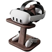 Syntech MR Walnut Stand Compatible with Meta Quest2/3/3S/Pro, Universal Quest3 Stand Holder with Storage Base for VR Accessories, Made for Meta