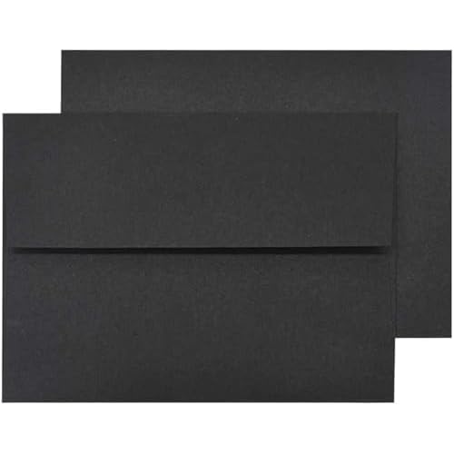 A7 Black Invitation 5x7 Envelopes - Self Seal, Square Flap,Perfect for 5x7 Cards, Weddings, Birthday, invitations, Graduation, Baby Shower, 5.25 x 7.25 Inches, 100 Pack, Black