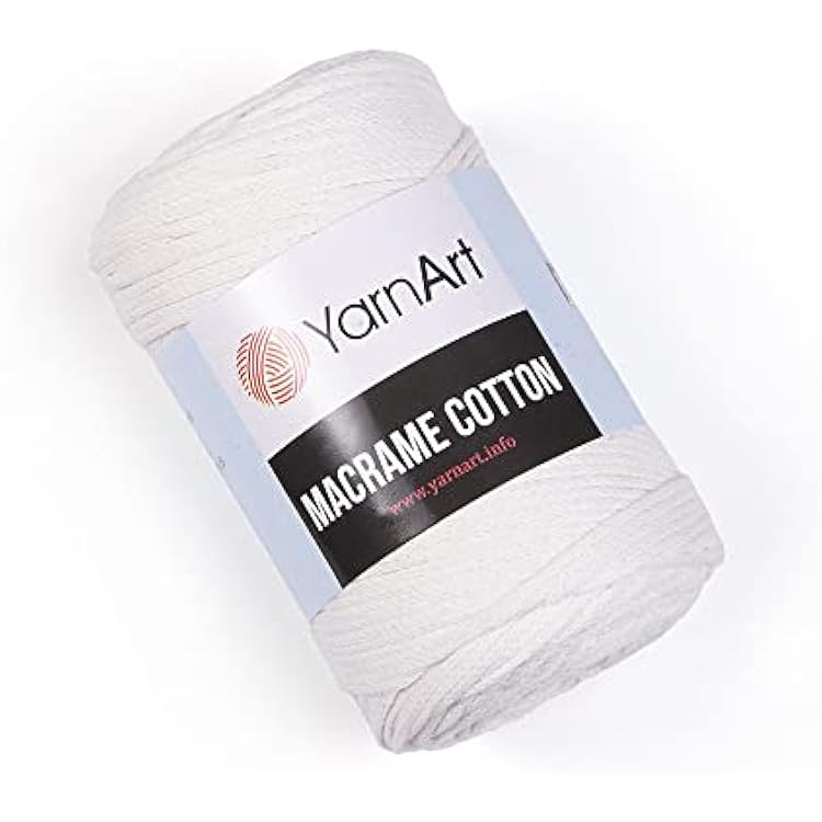 YarnArt Macrame Cotton 80% Cotton, 20% Polyamide Macrame Cord, Medium Weight, 8.8 oz 250g, 246 yds Knitting, Crochet & Unique Macrame Crafts 752-Off White