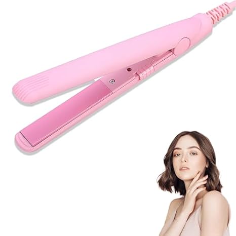 Mini Hair Straightener, Ceramic Tourmaline Plate Beauty Flat Iron Heating Curler, Smart Constant Temperature for All Hair Types Makes Hair Shiny and Silky(US)