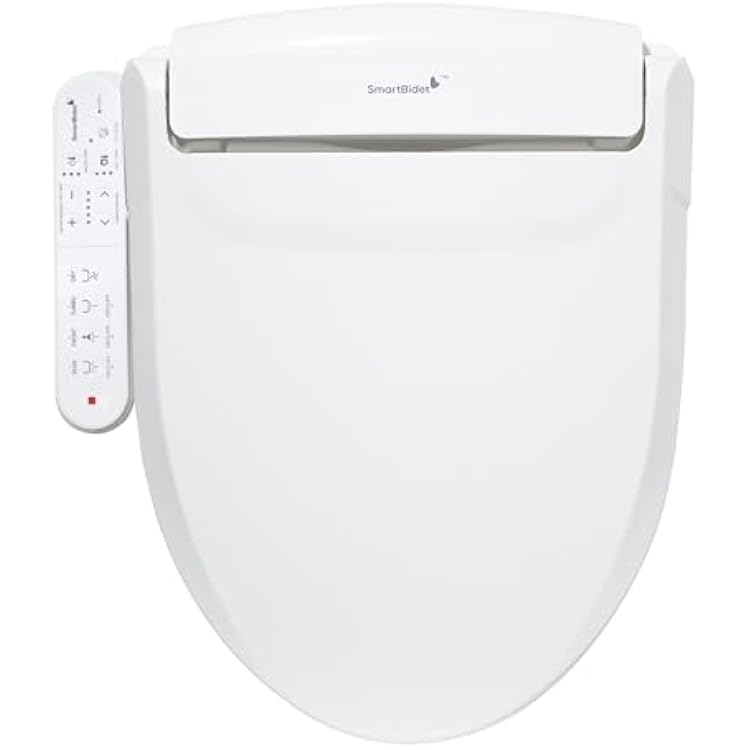 SmartBidet SB-2000 Smart Bidet Electric Bidet Toilet Seat with Heated Seat, Warm Water, Air Dryer Side Control Panel, Elongated
