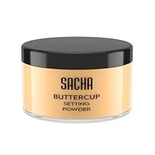 Sacha Buttercup Setting Powder Medium to Deep Skin Tones Translucent Loose Face Powder, Flashback-Resistant, Oil Control, Long-Wear Matte Finish 1.75 oz