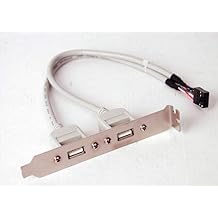 CAB-USB2E1-10PK 10 inch 2 Ports USB 2.0 Type A Female Connector on a Rear Panel Expansion Bracket to an IDC 10 Pins None keyed USB Header Adapter Cable for ATX, mATX or SBC Board. (10 Pk Version).