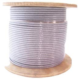 3/16" Coated to 1/4" Diameter, 7x19 Construction, Clear Vinyl Coated Cable (50 ft Coil)