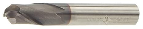 21806 Micro Grain Solid Carbide Long Length General End Mill, TiN Coated, 2 Flute, 30 Degrees Helix, Ball Nose End, 3" Cutting Length, 5/8" Cutting Diameter, 6" Length (Pack of 1)