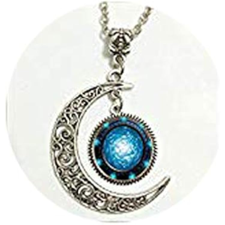 Stargate Portal Atlantis Pendant,Stargate Portal Atlantis Necklace,Stargate Portal Atlantis Moon Jewelry,moon Necklace Glass Art Picture