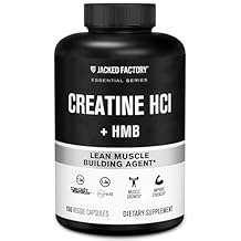 Jacked Factory Creatine HCL + HMB Capsules - Synergistic CON-CRET, myHMB, Vitamin D Formula for Improved Growth, Strength, Reduced Muscle Breakdown - 150 Capsules
