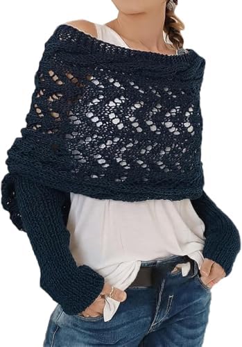 Scarf with Sleeves for Women, Knitted Cable Wrap, Knitted Wrap, Scarf with Sleeves Crochet Pattern