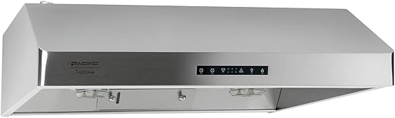 Pacific Trusteam 30" Under Cabinet Hood, Auto Steam Cleaning, 900+ CFM Powerful Vent, Ultra Quiet Performance Hood, Stainless Steel Color, 2 Dual-Level LED Light Strips, High-Tech Touch Control (30'')