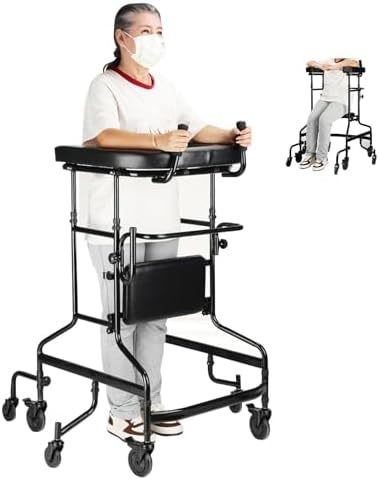 Upright Walker,Mobility Walking Aid 8 Wheels Upright Walker Upright Rollator Walker with Seat for Seniors and Disabled Adults for Seniors with Seat and Armrests