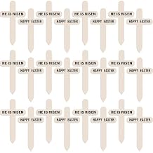24 Pcs Easter Wooden Cupcake Toppers Christian Cross Donut Party Topper He Is Risen and Happy Easter Religious Cupcakes Decorations for First Communion, Baby Shower Birthday Party Baptism