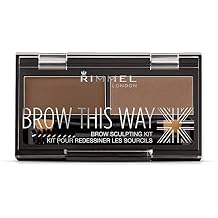 Rimmel Brow This Way Sculpting Kit, Medium Brown, Powder 0.04 Ounce, Wax 0.03 Ounce