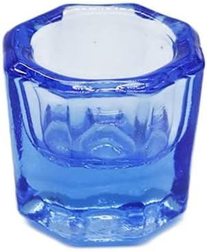 Dental Mixing Glass Dappen Dish Cup Acrylic Nail Dapping Dish Powder and Liquid Holder Glass (Blue)