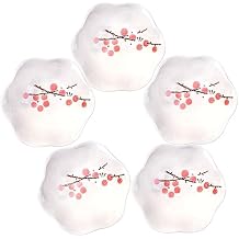 Japanese Style Sauce Dishes Set of 5, Ceramic Dipping Bowls Sauce Cups (Red plum)