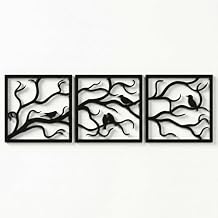 DEKADRON Metal Wall Art, Birds on Branch 3 Pieces, Metal Tree Wall Art, Tree Sign, Metal Wall Decor, Interior and Outdoor Decoration, 3 Panels Wall Hangings (60" W x 20" H / 154x50cm)