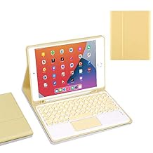iPad Air 4 4th Generation 10.9 inch Keyboard case Built-in touchpad Detachable Bluetooth Keyboard with Pen Holder iPad Air 10.9 case with Keyboard Slim Folio Cover (iPad Air3/Pro10.5, Yellow)