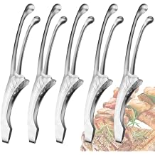 5 Pcs BBQ Tongs for Korea & Japanese Baebeque, Stainless Steel Grill Tongs Bbq Tong Self Standing Grilling Stencils(5 Pcs Rounds Tips)