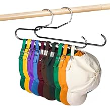 Hat Storage Organizer for Baseball Caps, Lomrsiul Non Slip PVC Coating Hat Rack Hangers for Closet Hat Holder Max 10 Hats Closet Organizers and Storage for Cap Purse Belt Tie Bra Black 2 Pack