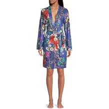 Johnny Was Sunrise Robe Sleep Wear Blue Floral Cotton Night Lounge Flowers NEW