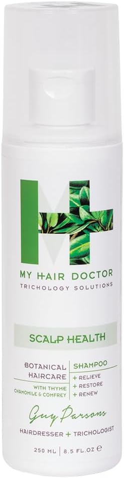 MHD Anti Dandruff Psoriasis Dry Scalp Shampoo for Itchy Scalp | 250ml Shampoo for Dry & Sensitive Hair with Thyme Oil, Chamomile & Comfrey | Sulphate Free & Vegan