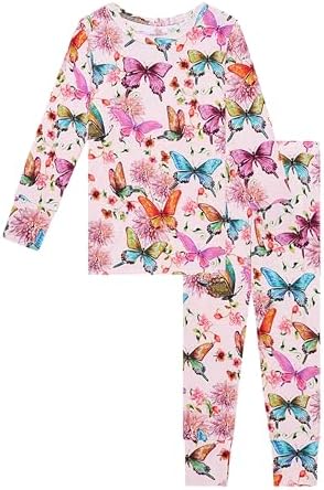 Posh Peanut Girls Pajamas - Soft, Viscose from Bamboo PJs for Kids - Matching, Long Sleeve Toddler Pajamas for Girls