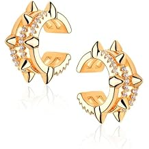 Fettero Women's Ear Cuff Earring Gold Non-Pierced Ear Cartilage Clip on Wrap Hoop 14K Gold Plated Tiny Spike Simple Minimalist Delicate Handmade Hypoallergenic Jewelry