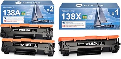 138X 138A Black Toner Cartridge (with Chip) Compatible Replacement for HP 138A 138X Black LaserJet Toner for Pro 3001dw 3001dn MFP 3101fdw 3101fdn Printer (3 Pack)