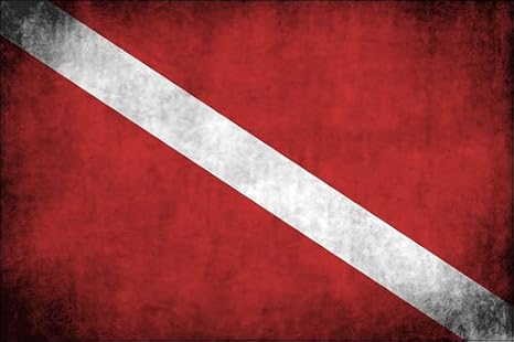 Vintage Scuba Dive Flag Sticker (Diver Diving Distressed Decal (3 x 5 in)