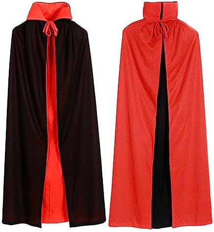 Unisex Halloween Black Red Reversible Cape Cloak Cosplay Vampires Magician Witch Party Costume Props