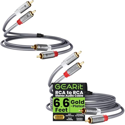GEARit RCA Cable 3.3FT Bundle RCA Cable 6.6FT, 2RCA Male to 2RCA Male Stereo Audio Shielded Braided Stereo for Home Theater, HDTV, Amplifiers, Hi-Fi Systems, Car Audio, Speakers