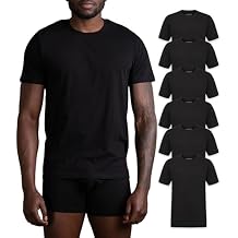 Skechers Men's Classic Fit Crew Neck Undershirts Tag-Free, Lightweight, Moisture-Wicking Cotton Blend T-Shirts, 6 Pack Set