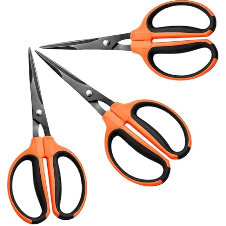 GROWNEER 3 Packs Trimming Scissors Teflon Coated Non Stick Blades Pruning Shears Gardening Hand Pruning Snips with Straight Stainless Steel Precision Blade