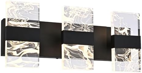 TODOLUZ Modern LED Bathroom Vanity Light,3-Light Vanity Light Black Smoke Acrylic Shades LED Wall Lighting Fixtures Over Mirror, LED Vanity Lights for Bathroom (Integrated Led Chips Included)