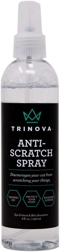 TriNova Anti-Scratch Cat Deterrent Spray for Kittens and Cats - Infused with Rosemary, Keep Cats from Scratching Furniture, Arm Chairs, and More - Indoor & Outdoor Use