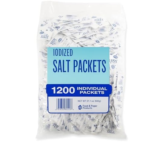 Iodized Individual Salt Packets, 1200 Count, 0.5g Each, 21.1 Ounces Total