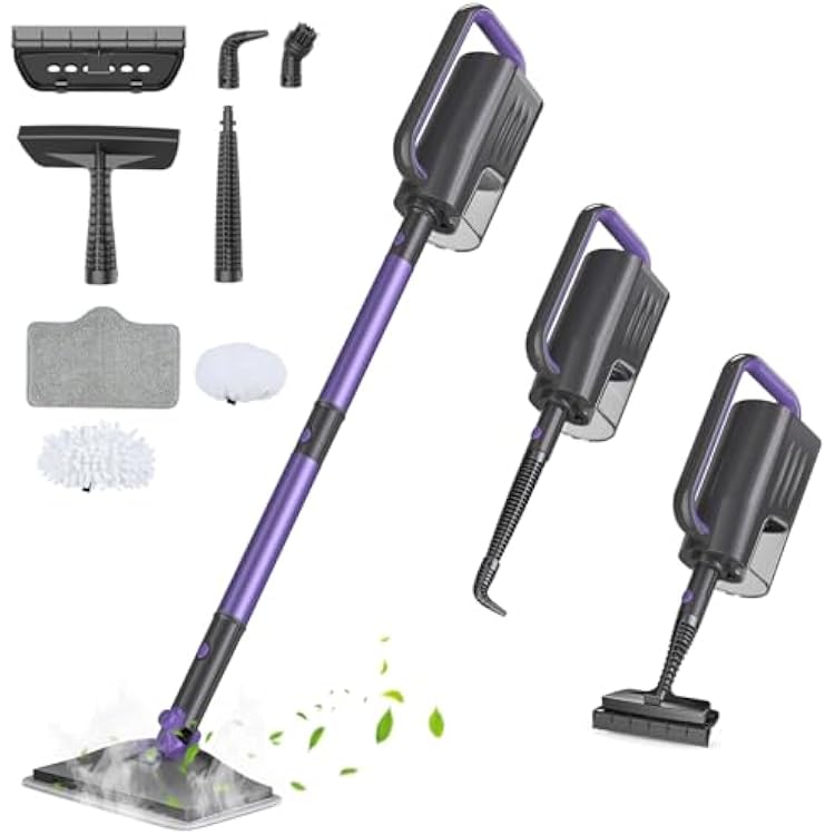 Steam Mop, Steam Cleaner with 400ML Water Tank, 2 Washable Pads, 23FT Power Cable floor steamer, Detachable Steam Mops for sealed Hard Floors, Marble, Stone, Hardwood Lavender