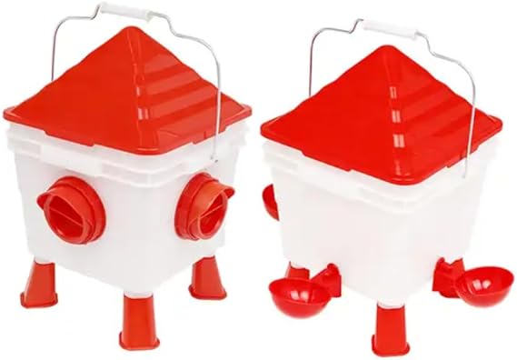 8.5L Litre & 6kg Kilo Large Chicken Poultry Bird Hen Feeder and Drinker Set House Coop Red