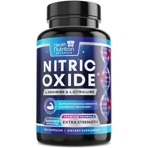 Extra Strength Nitric Oxide Booster - 3X Strength L-Arginine AKG & Citrulline Malate - Men & Women Premium Pre Workout Nitric Booster - Natural Energy & Muscle Support, Bottled in USA - 180 Capsules