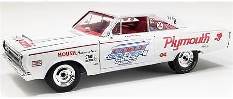 1967 Belvedere II Super Stock Don Grotheer White with Graphics and Red Interior Limited Edition to 306 Pieces Worldwide 1/18 Diecast Model Car by Acme A1806705