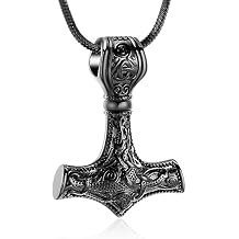 Minicremation Mjolnir Thor Hammer Urn Necklace for Ashes for Women Men Viking Jewelry Memorial Pendant Urn Necklace for Loved One Ashes Holder