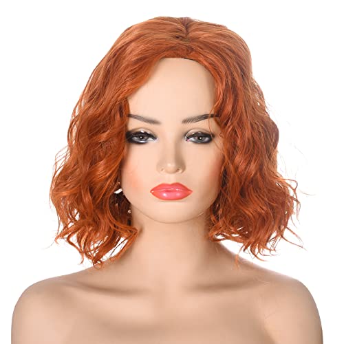 13 Inches Short Ginger Orange Wavy Hair Wigs for Women Cosplay Halloween Party